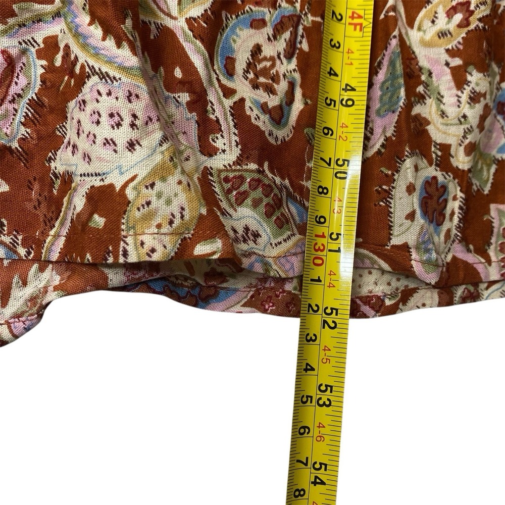 House Of Harlow Women's Maxi Tiered Ruffle Dress Sz M Rust Floral Flutter Sleeve - Picture 7 of 13